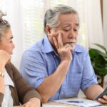 86148969007 senior couple worried about finances bills calculator social security inflation retire g