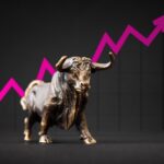 Bronze Bull Figurine In Front Of A Graph