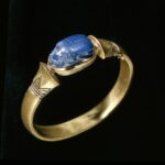 Gold bracelet from the tomb of Shoshenq II mounted with a lapis lazuli scarab scaled