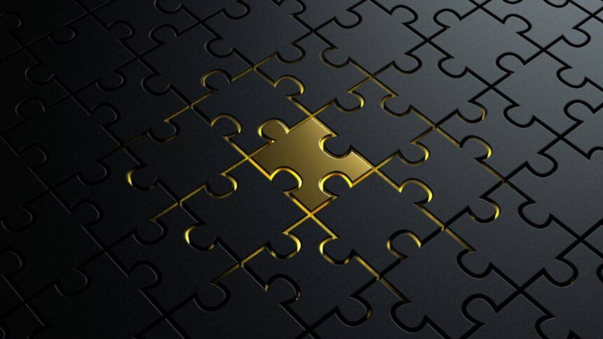 Gold jigsaw puzzle piece 1200x675