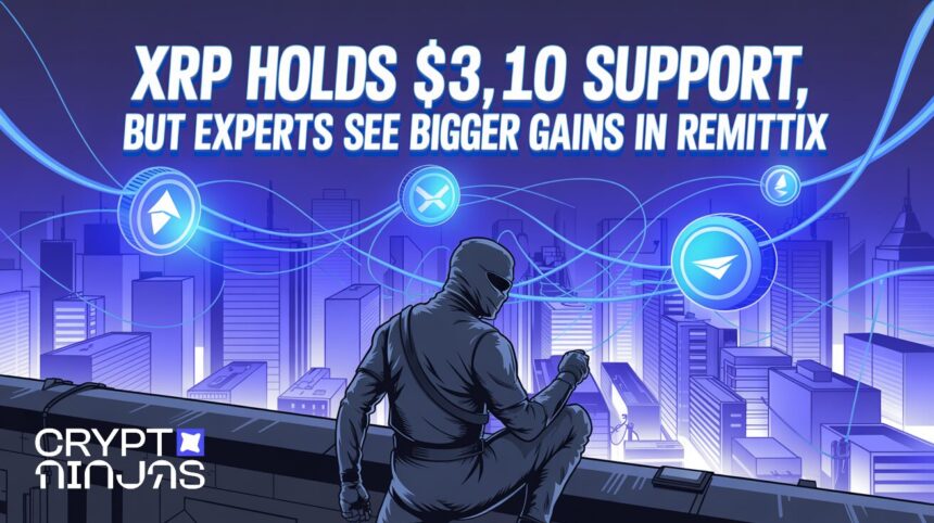 In the center the title XRP Holds 3.10 Support…
