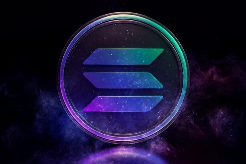 Solana Logo And Coin With Shiny Elements
