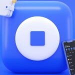 blue digital wallet icon bitcoin coins and smartphone app on a blue background