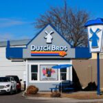 dutch bros coffee shop with logo bros