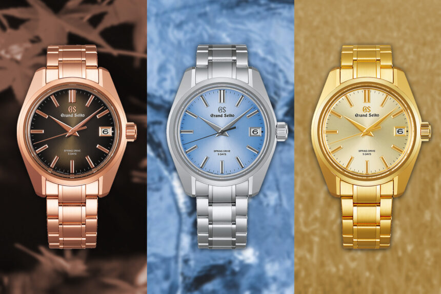 Grand Seiko Launches Three Luxurious Gold Spring Drive Models Featuring New 9RA2 Movement 1 grand seiko slga027 slga028 slga020 c collage