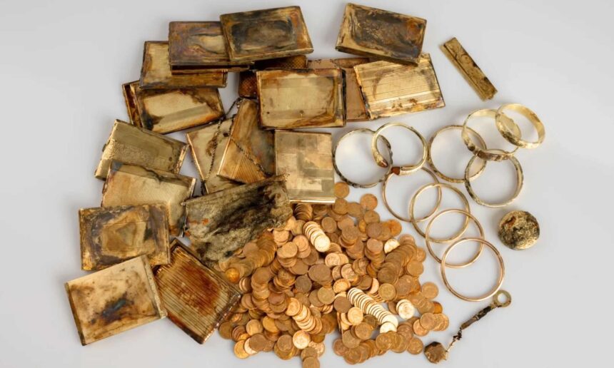 hidden treasure 598 gold coins stone wall