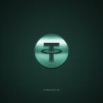 thumb2 tether logo metal emblem green carbon texture cryptocurrency tether
