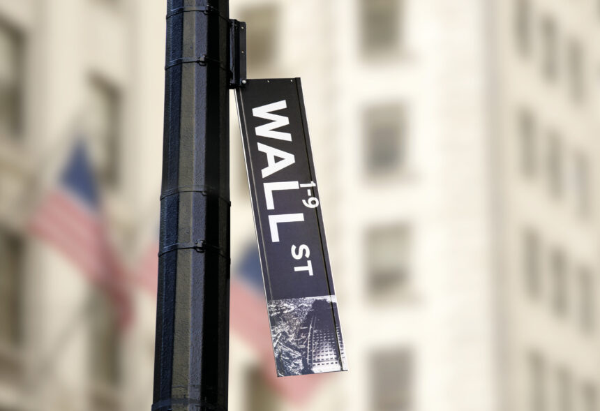 wall street sign dangling