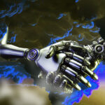 Robots Hands Clouds Handshake Deal Partners Unbranded web