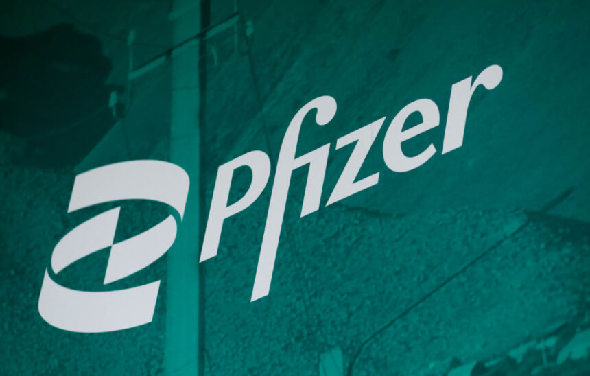 pfizer logo on glass pfe