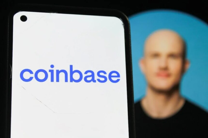 Coinbase Logo Displayed On A Smartphone