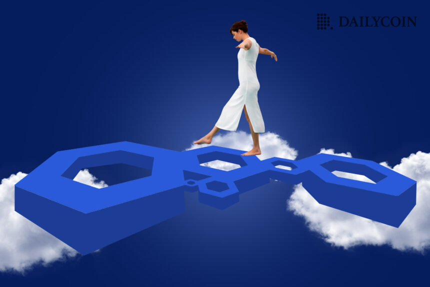 LINK Chainlink Beginner Woman Balancing Clouds Sky web
