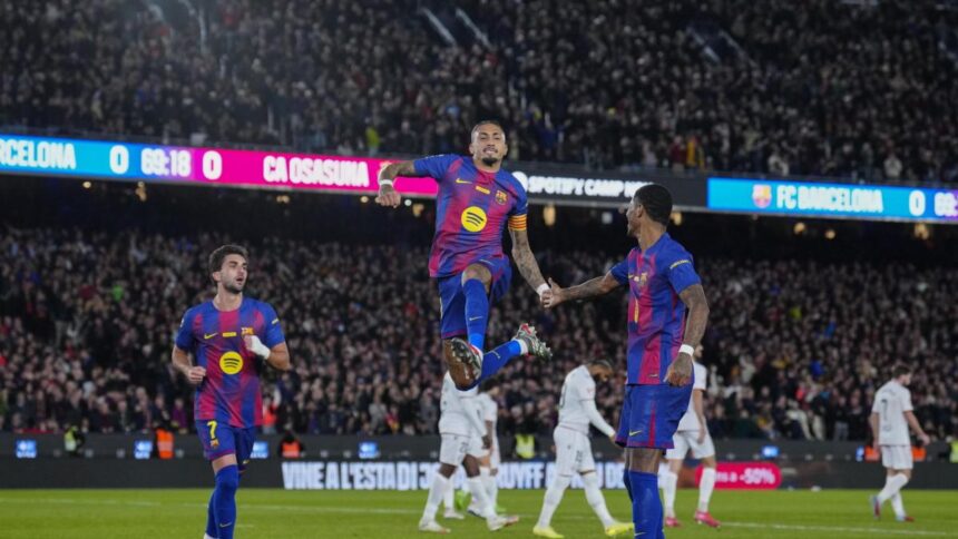 Barcellona supera l'Osasuna e mette pressione al Real Madrid 1 Barcellona supera l'Osasuna e mette pressione al Real Madrid