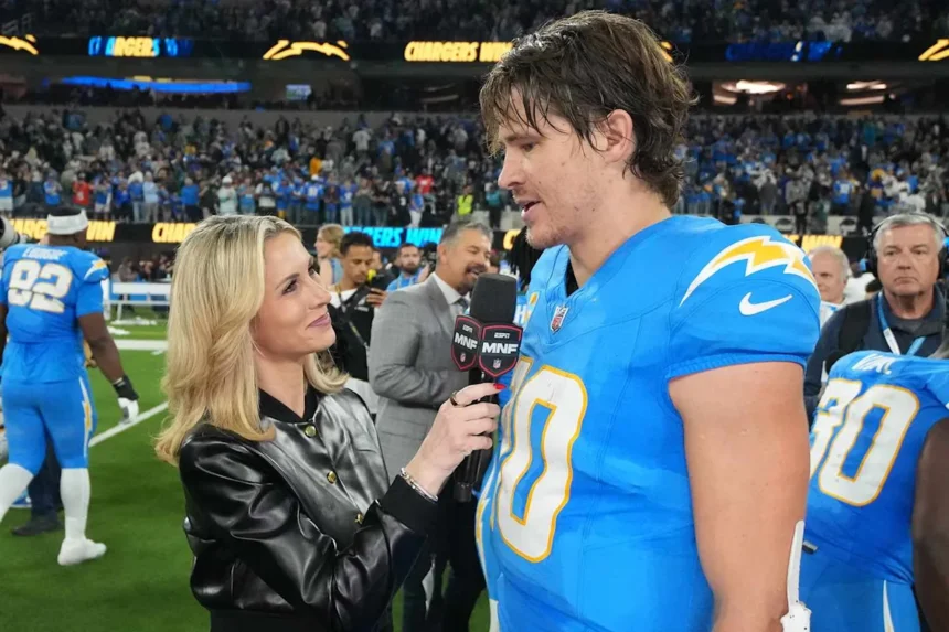 Justin Herbert's Post-Game Interview with ESPN's Laura Rutledge Sparks Controversy After Chargers' Overtime Win