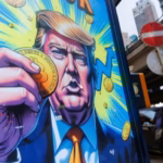 2208409748 people walk past an advertisement feature donald trump with bitcoin in hong kong on sunda