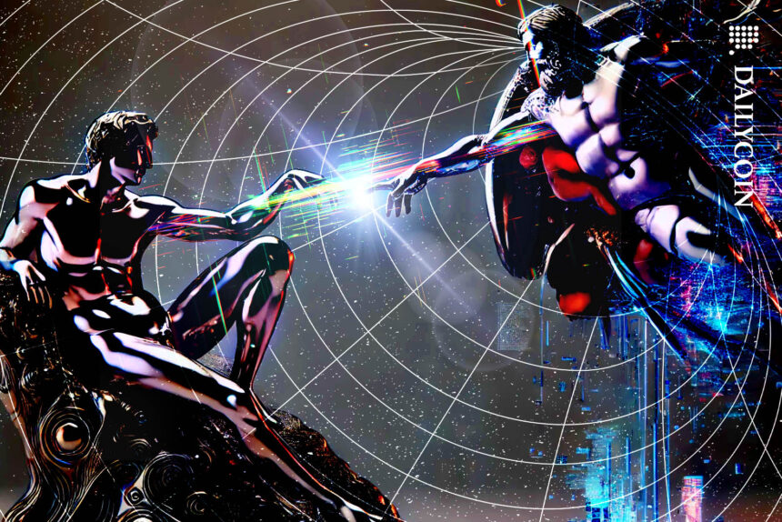 Digital Connection Touch Space Bridge Glitch Creation Unbranded web