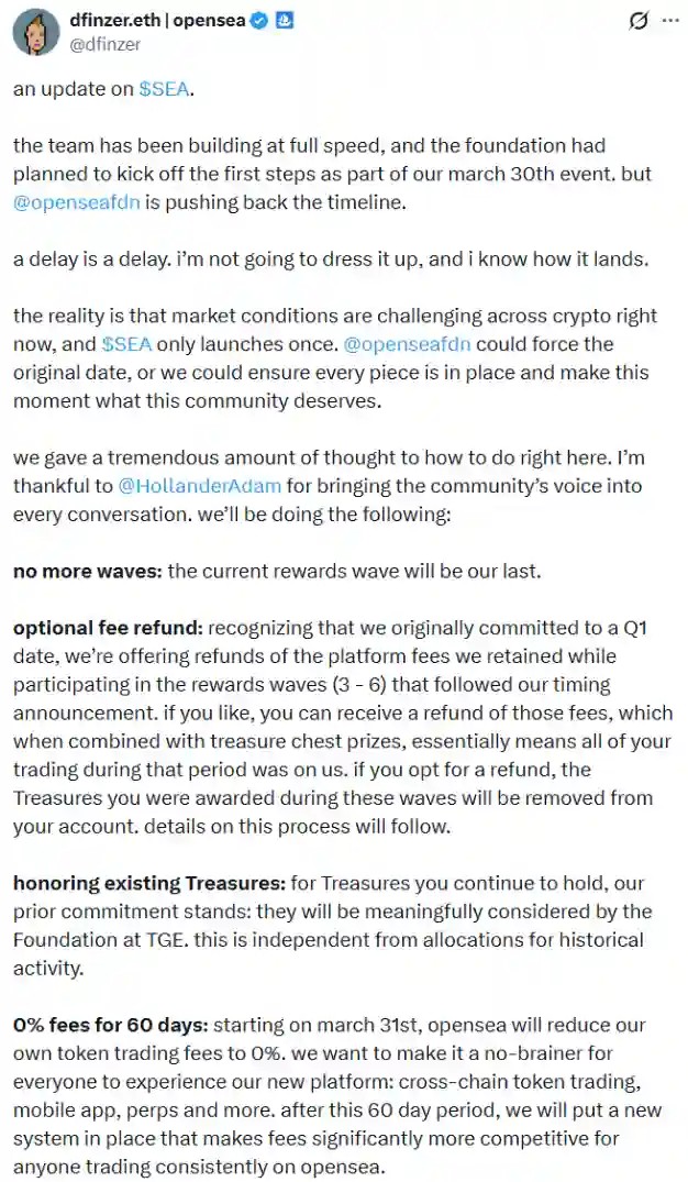 OpenSea delays SEA token launch amid challenging market conditions 1 832392e156450f8af77d6b4926f808070e17142d.webp