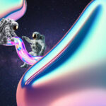 Astronauts Liquid Shapes Space Connection Crypto web