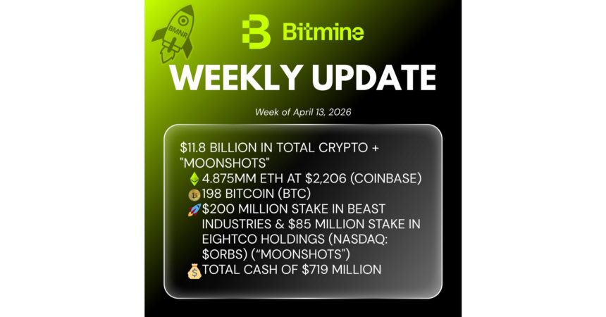 Bitmine Reports Significant Ethereum Holdings and Launch of Institutional Staking Platform MAVAN 1 BMNR Weekly Update