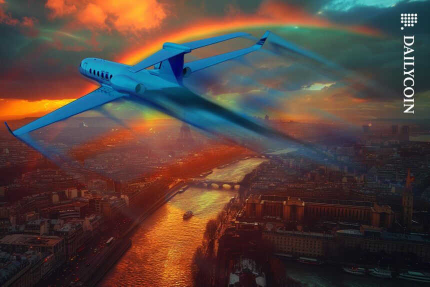 Private Jet Leaving Paris France Aerial River Siene Eiffel Fly Unbranded web