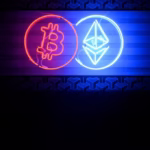 2191915967 a neon sign advertises a bitcoin and ethereum crypto currency exchange in warsaw poland o